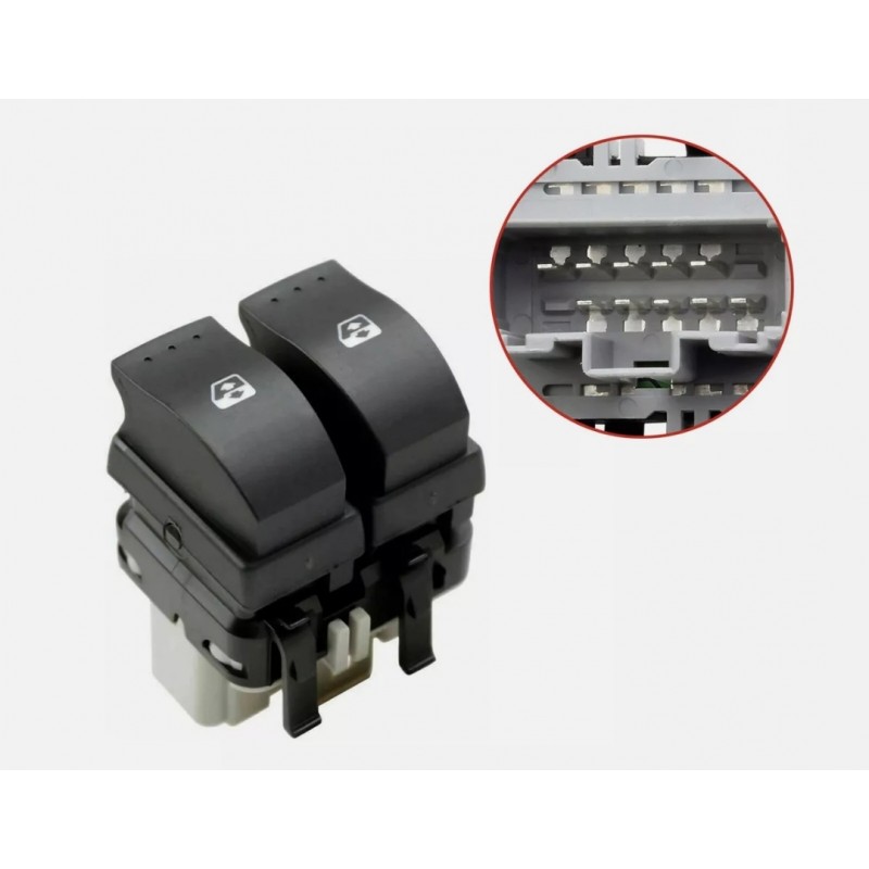 Renault Megane 2 Uyumlu OEM Ön Sol Cam Açma Butonu Çiftli GRİ - (HB&SEDAN) 2002 2010