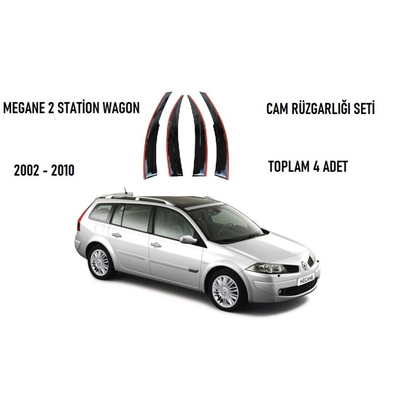 Renault Megane 2 SW Uyumlu 4 Kapı Cam Rüzgarlığı - 3M KENDİNDEN BANTLI 2002 2010