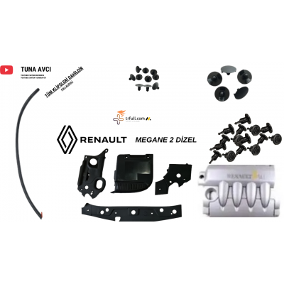 Renault Megane 2 Benzinli Uyumlu Orjinal ve Nitril Üretim Ön Motor Giydirme Parçaları - Klipsli
