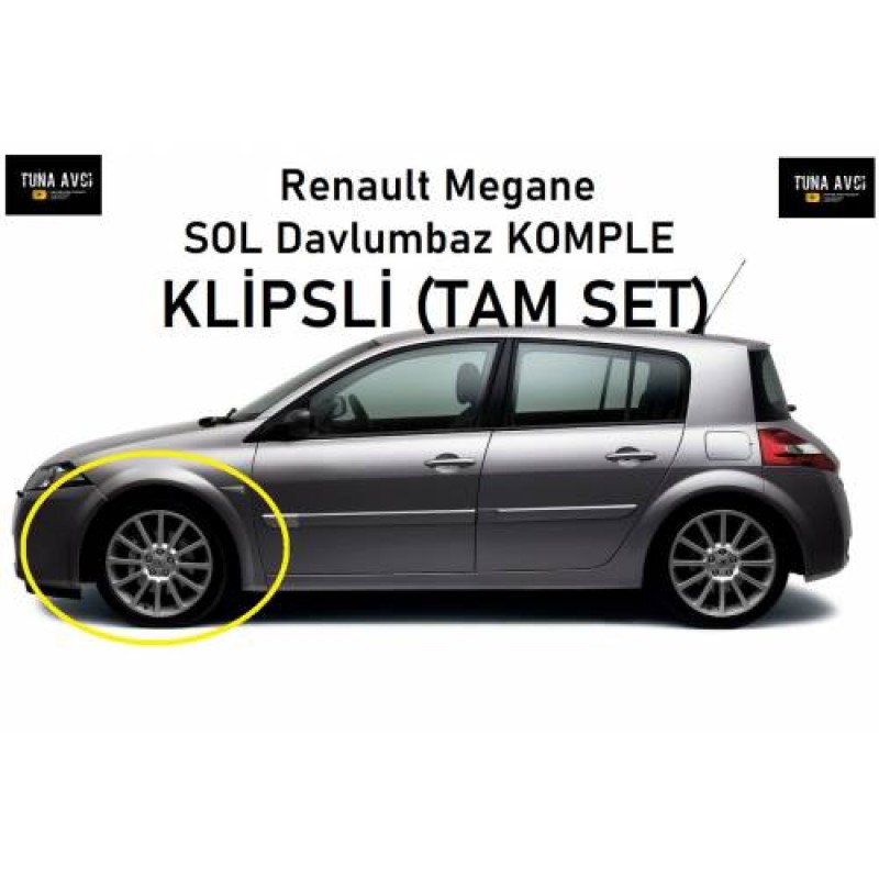 Renault Megane 2 SOL ÖN Davlumbaz (2 Parça) KOMPLE SET (KLİPSLİ) - (HB&SEDAN) - 2002 2010