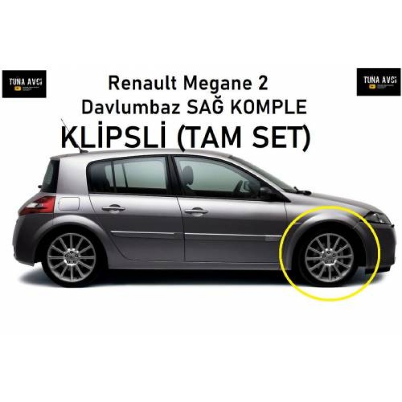 Renault Megane 2 SAĞ ÖN Davlumbaz (2 Parça) KOMPLE SET (KLİPSLİ) - (HB&SEDAN) - 2002 2010